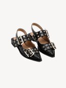 Ganni - CROCO PATENT BUCKLE BALLERINA SORT