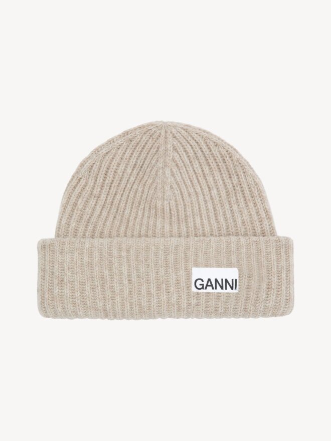 Ganni - OVERSIZED WOOL RIB KNIT HUE SAND