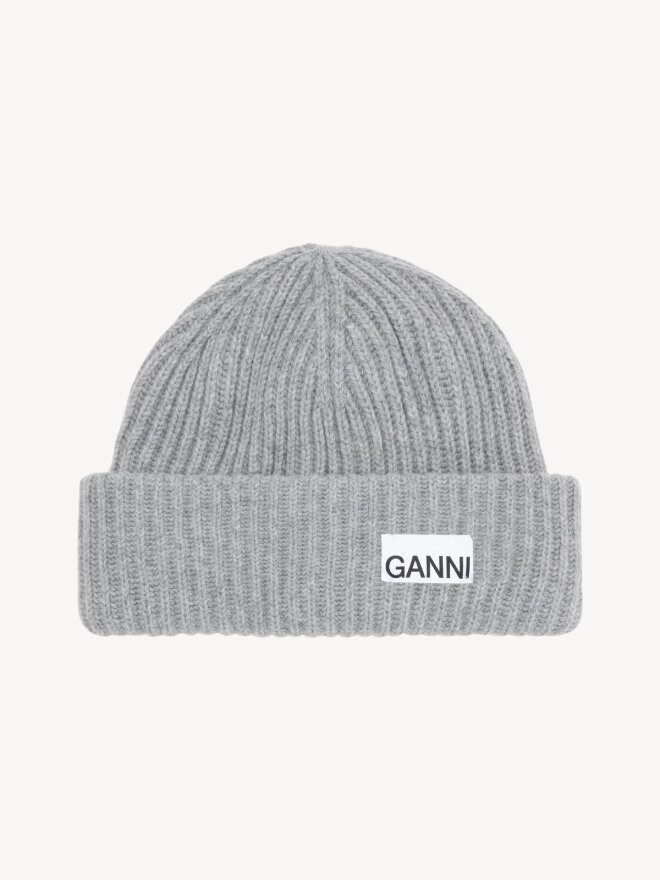 Ganni - OVERSIZED WOOL RIB KNIT HUE GRÅ