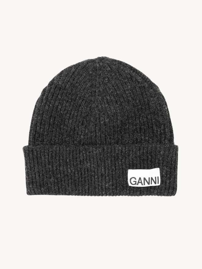 Ganni - FITTED WOOL RIB KNIT HUE PHANTOM