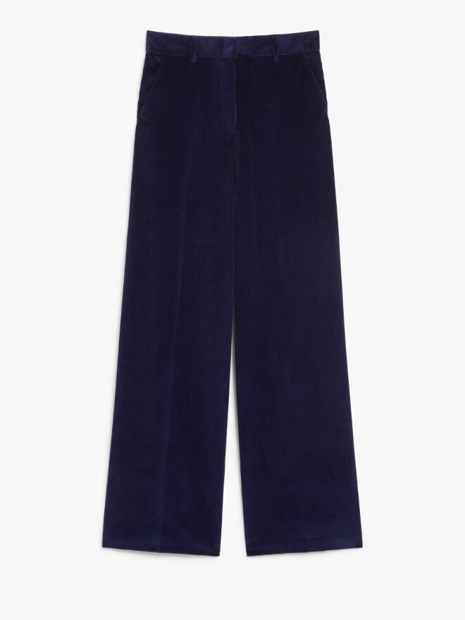 Max Mara - TANIA FLØJLSBUKSER NAVY