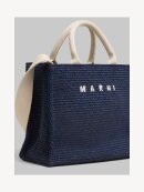 MARNI - SMALL TOTE IN RAFFIA-EFFECT FABRIC NAVY