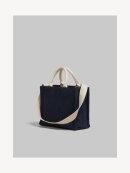 MARNI - SMALL TOTE IN RAFFIA-EFFECT FABRIC NAVY