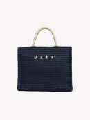 MARNI - SMALL TOTE IN RAFFIA-EFFECT FABRIC NAVY