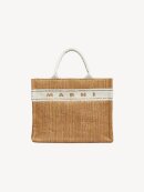 MARNI - SMALL TOTE BAG WITH TUFTED LOGO ECRU/WHITE