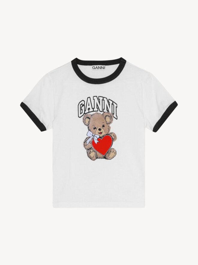 Ganni - BASIC JERSEY BEAR T-SHIRT HVID