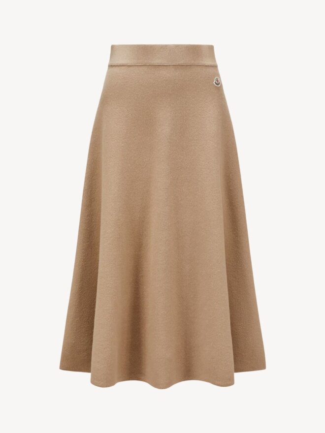 Moncler - WOOL & COTTON MIDI SKIRT BRUN