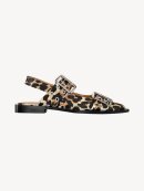 Ganni - Satin Feminine Buckle Ballerinasko Leopard