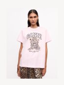 Ganni - Basic Jersey Leopard Relaxed T-shirt Pink