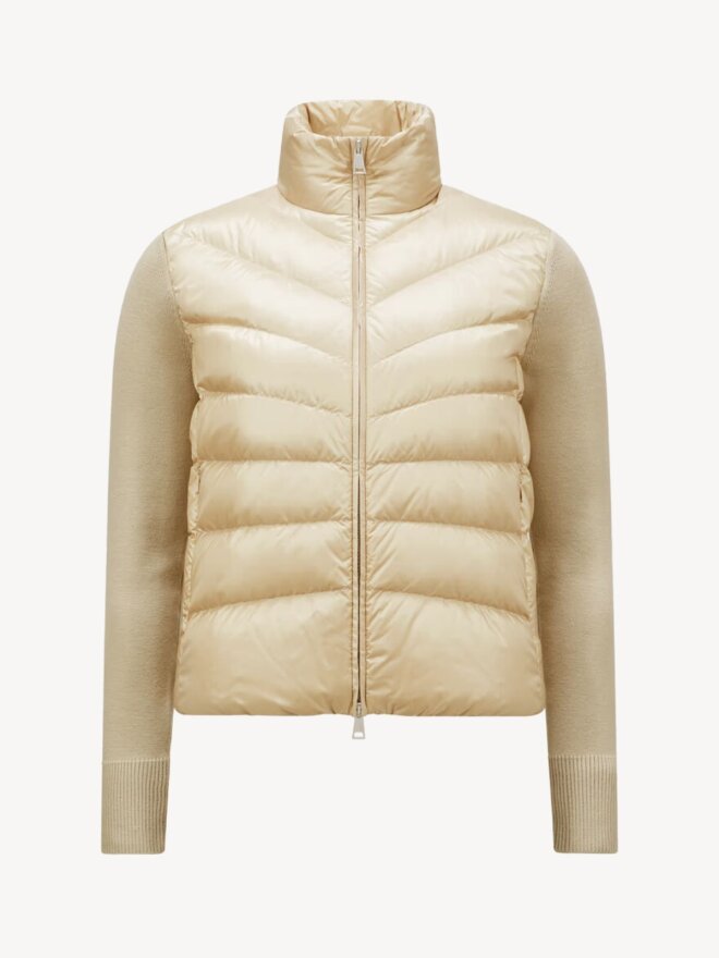 Moncler - PADDED WOOL CARDIGAN BEIGE