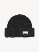 Ganni - OVERSIZED WOOL RIB KNIT BEANIE SORT