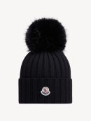 Moncler - Wool Beanie with Pom Pom Black