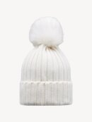 Moncler - Wool Beanie with Pom Pom Offwhite