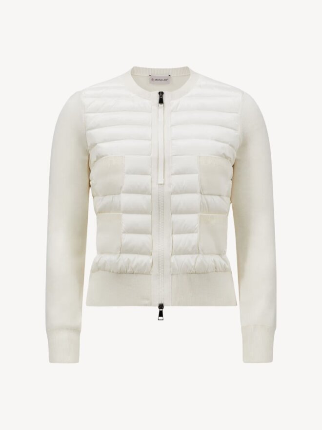 Moncler - PADDED WOOL ZIP-UP CARDIGAN OFFWHITE