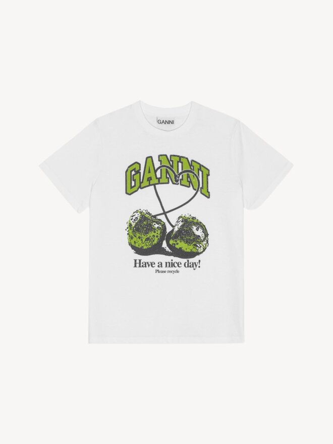 Ganni - LØSTSIDDENDE T-SHIRT HVID