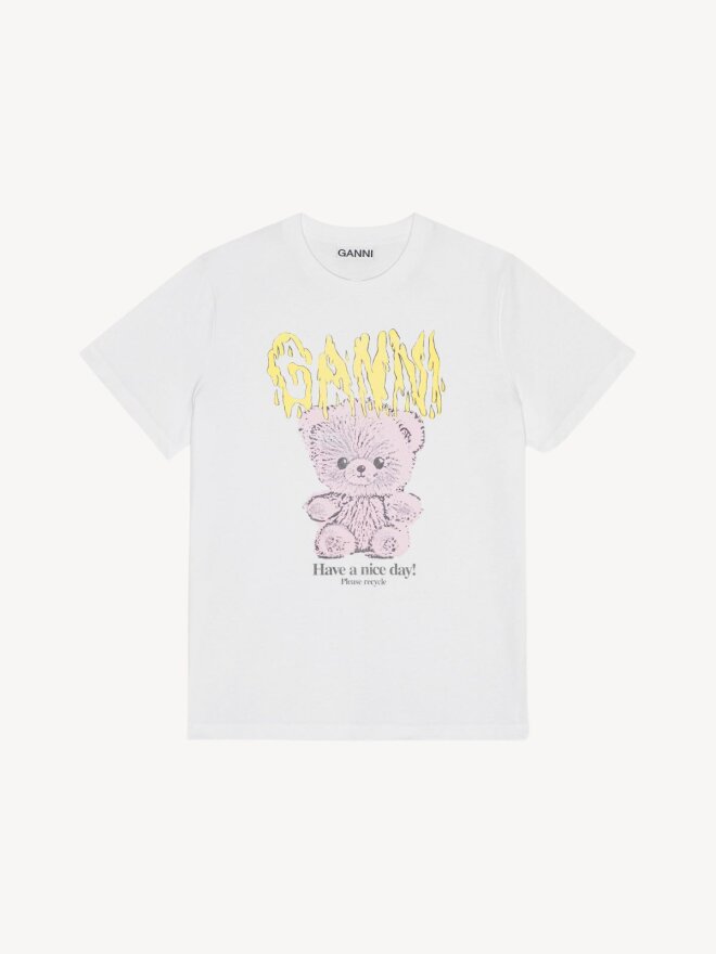 Ganni - LØSTSIDDENDE T-SHIRT TEDDY PRINT